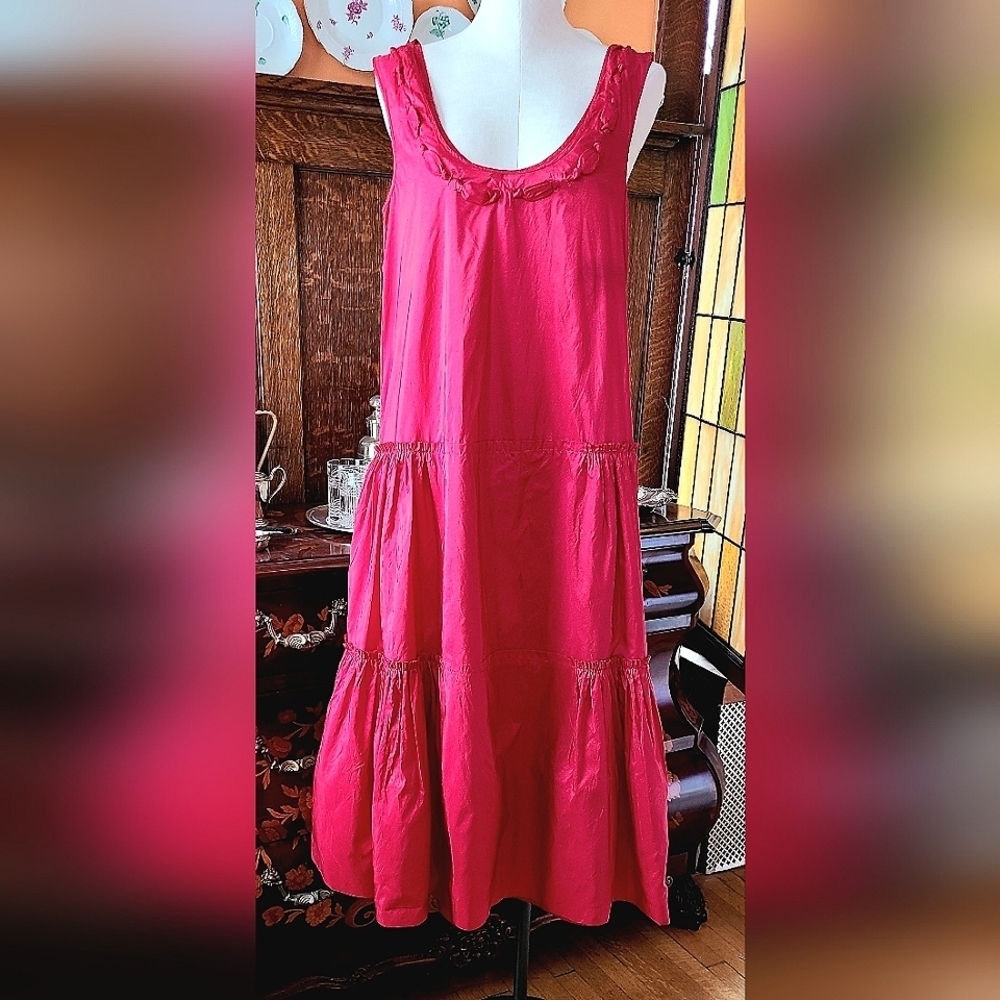 SOLD - MOSCHINO Magenta Red Taffeta Dress - Size: US8; IT42 - Picture 1 of 4